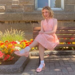 White House Black Market Vintage style pink dress